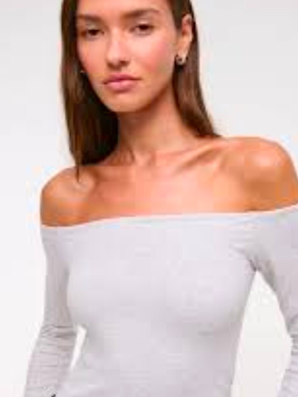 NWT Abercrombie Bra-Free Off Shoulder Long Sleeve Top Gray XS